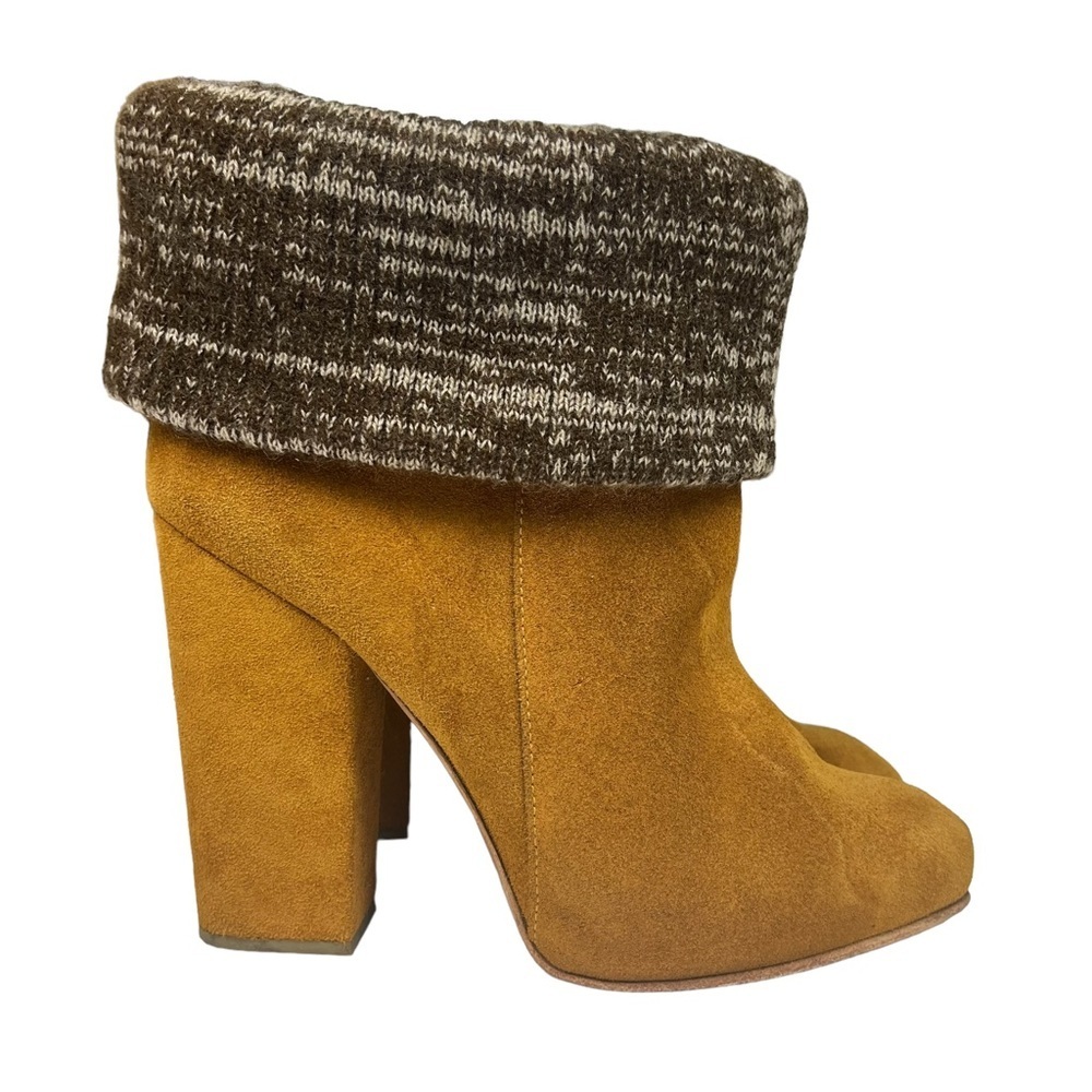 Rachel Comey Colton Suede Knit Cuffed Heeled Ankle Boots‎ Women's Brown Size 8.5